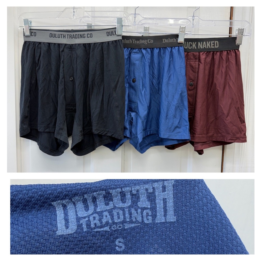 Duluth Trading Buck N@ked Performance Boxers Mens Small Multi Color 3 Pack NEW